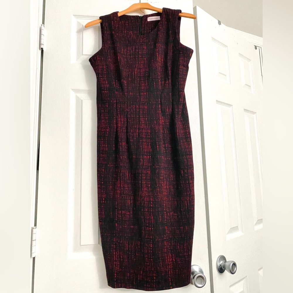 CALVIN KLEIN Plaid Woven Sheath Dress Size 4